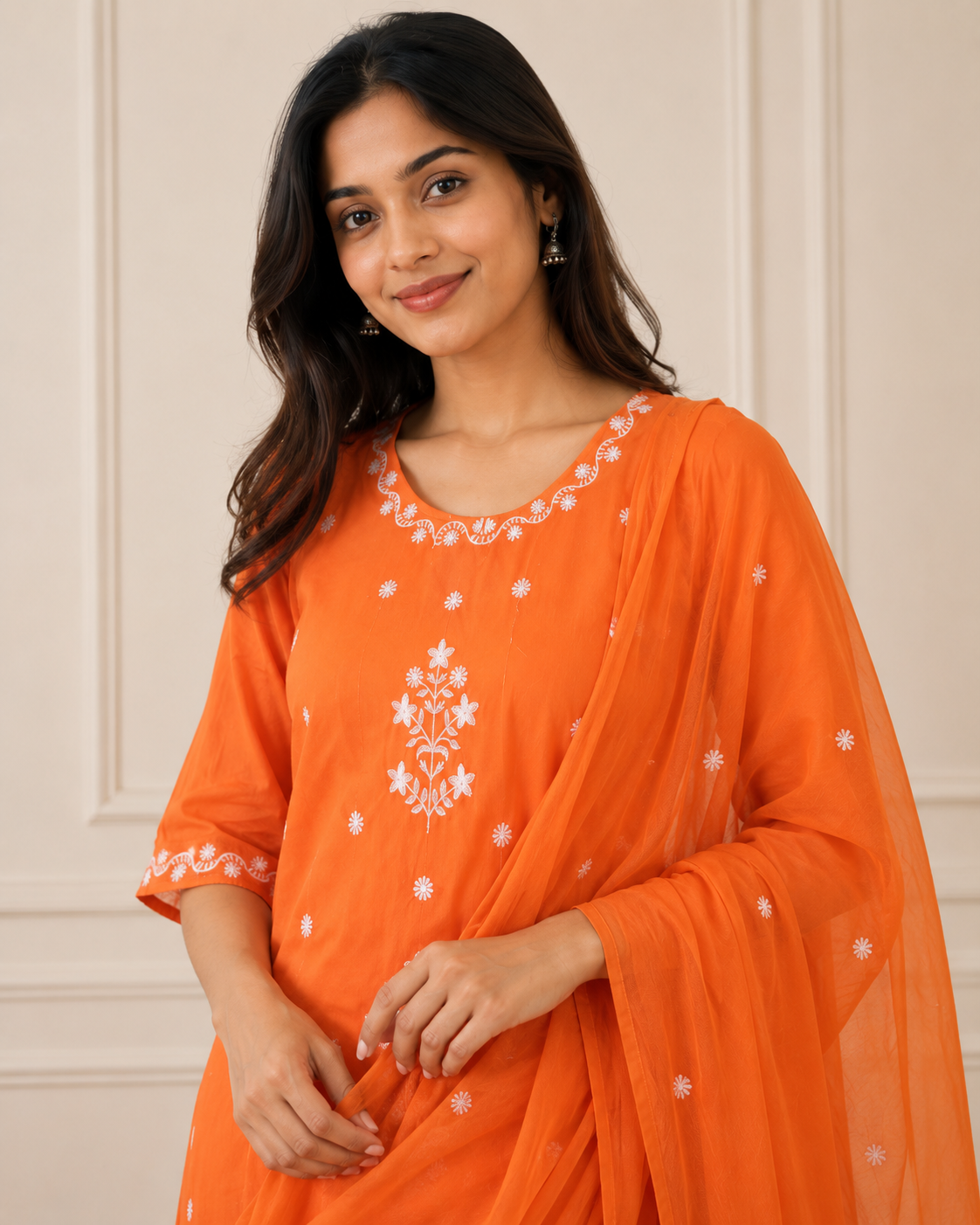 Orange Gulabo Cotton Suit Set