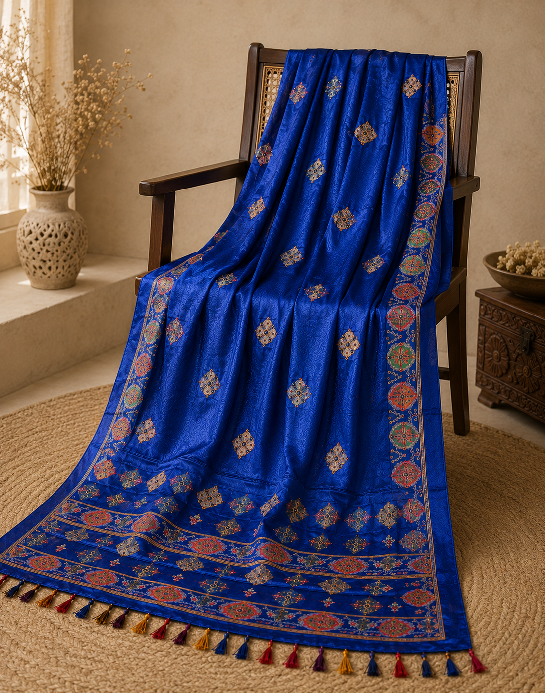 Ashvastra Rajwada Neel Blue Dupatta - Front View