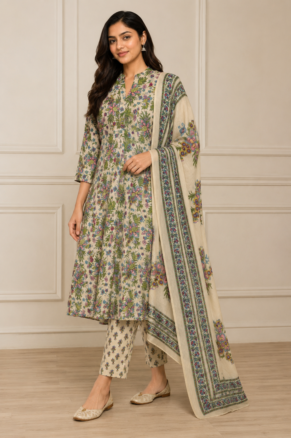 Ashvastra Phoolkari Cotton Set - Back View