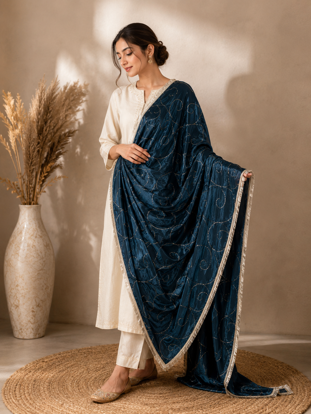 Ashvastra Noor-e-Neel Dupatta - Front View