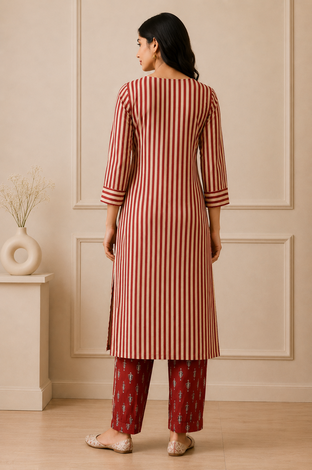 Ashvastra Rangrez Maroon Kurta Set - Back View