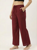 Premium Maroon Cotton Wide-Leg Palazzo