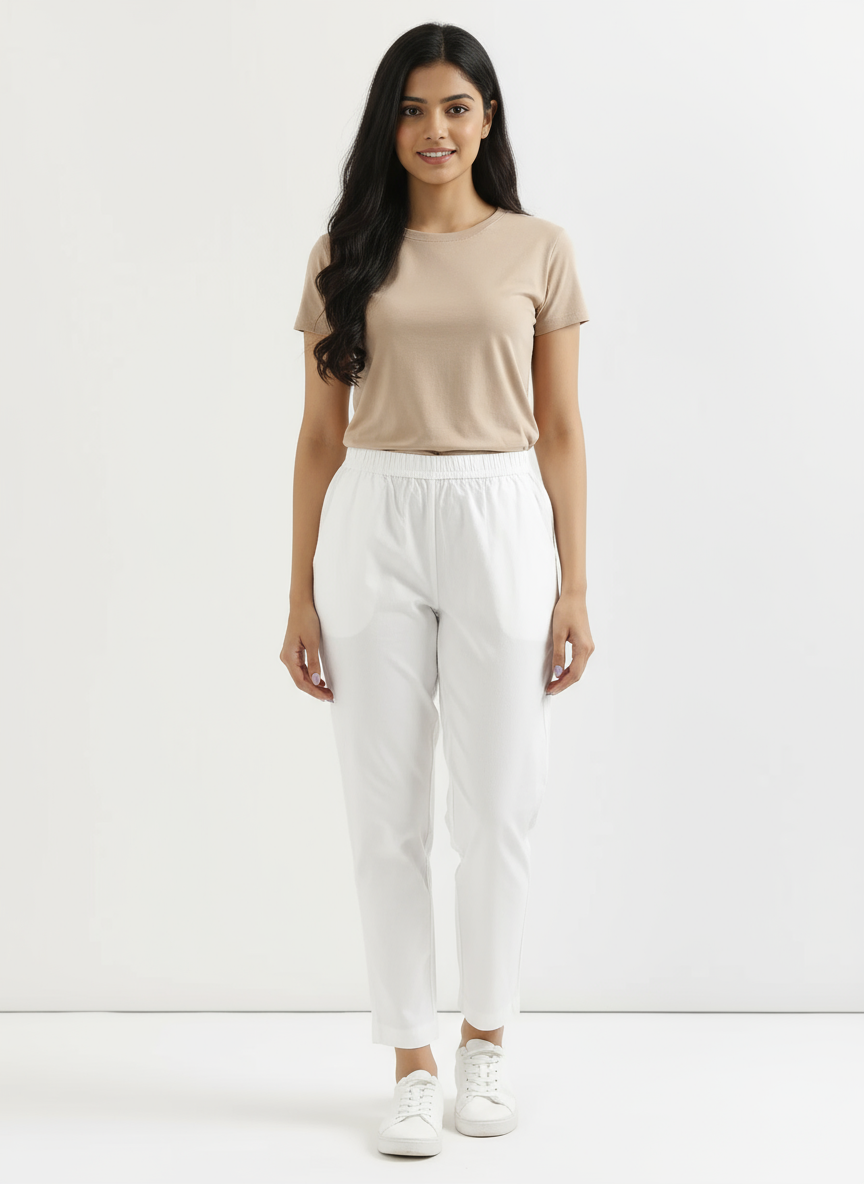 Ashvastra White Cotton Pant