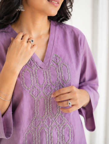 Mehkati Pyazi Zari Silk Cotton Cord-ord Set