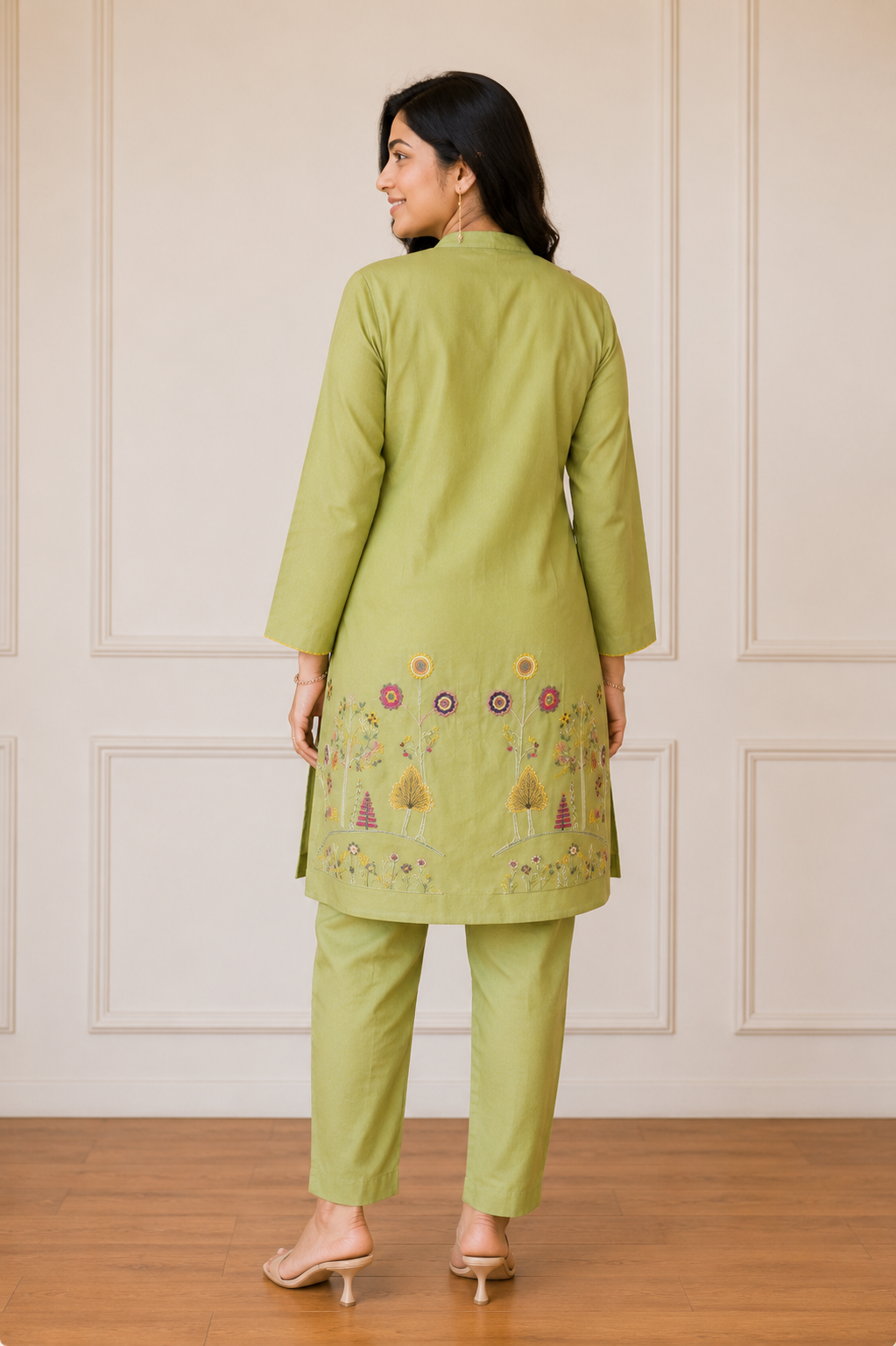 Mehakti Parrot Green Cotton Cord-ord set