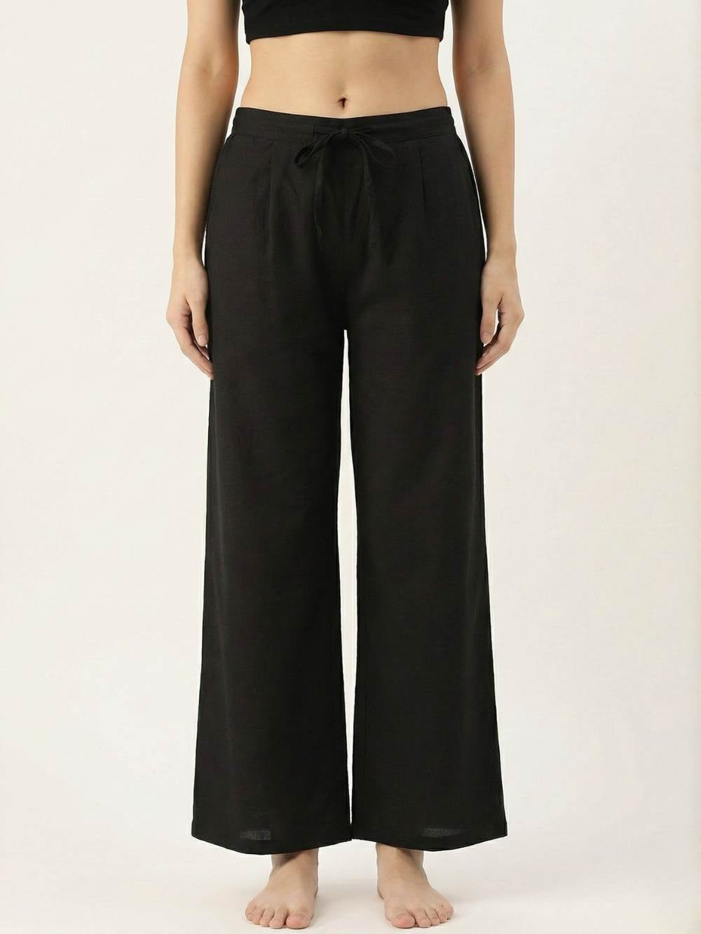 Premium Black Cotton Wide-Leg Palazzo
