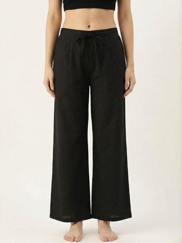 Premium Black Cotton Wide-Leg Palazzo