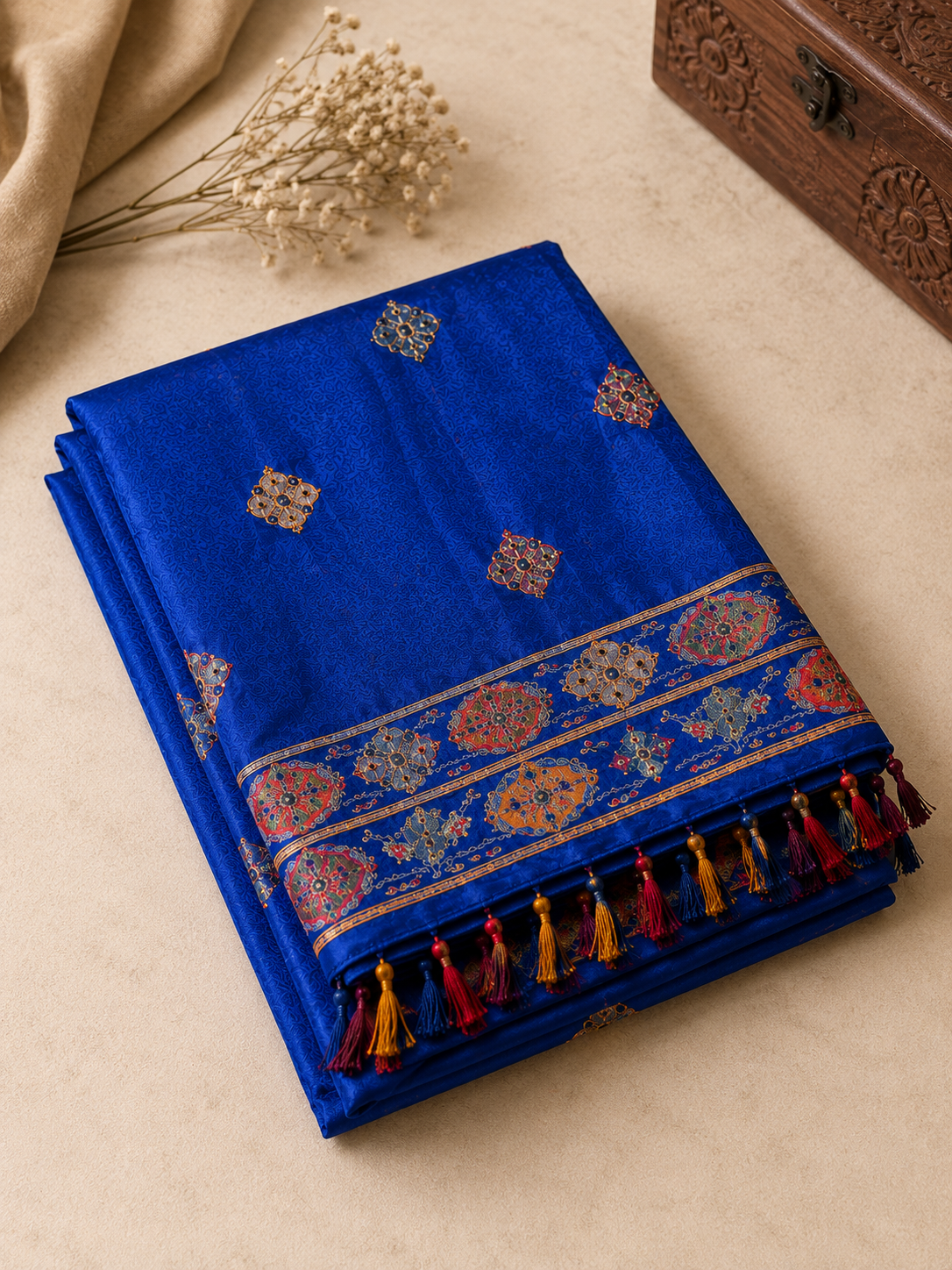 Ashvastra Rajwada Neel Blue Dupatta - Back View