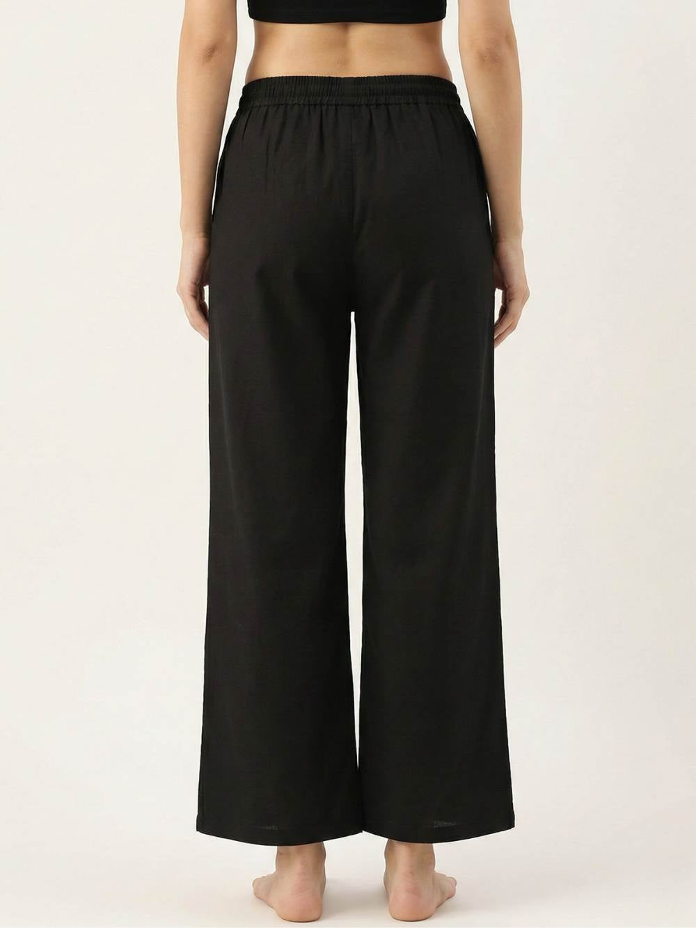 Premium Black Cotton Wide-Leg Palazzo