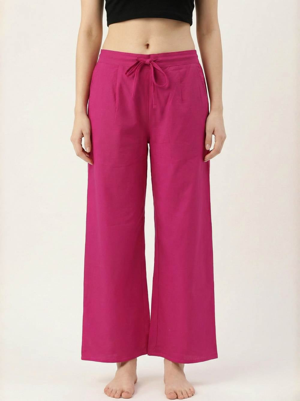 Premium Pink Cotton Wide-Leg Palazzo