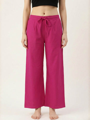 Premium Pink Cotton Wide-Leg Palazzo