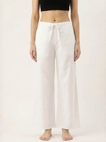 Premium White Cotton Wide-Leg Palazzo