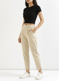 Ashvastra Beige Cotton Pant