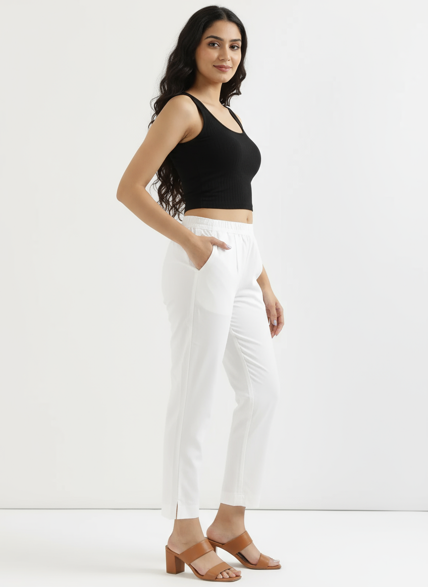Ashvastra White Cotton Pant