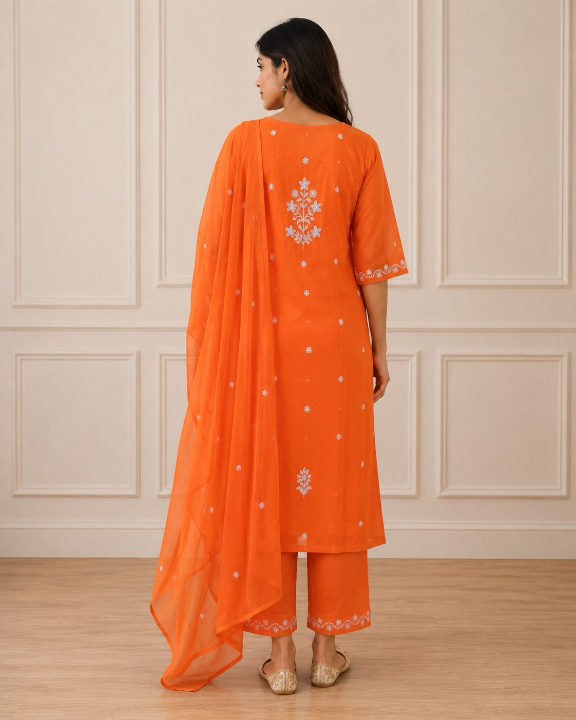 Orange Gulabo Cotton Suit Set