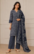 Neel Rang Indigo Printed Suit Set