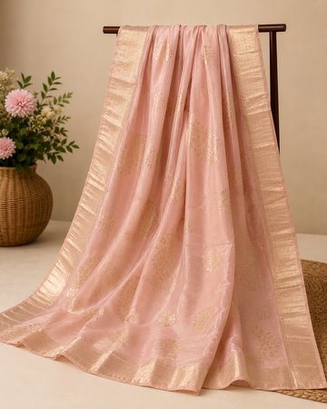 Ashvastra Noor-e-Gul Pink Dupatta - Front View