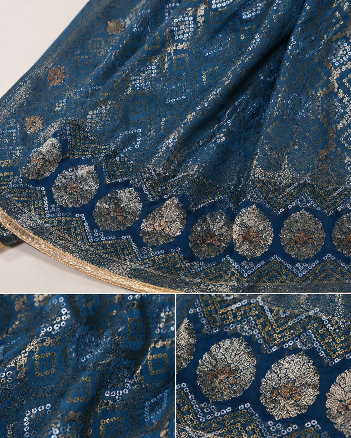 Neelam Royal Blue Banarasi Gotta Dupatta