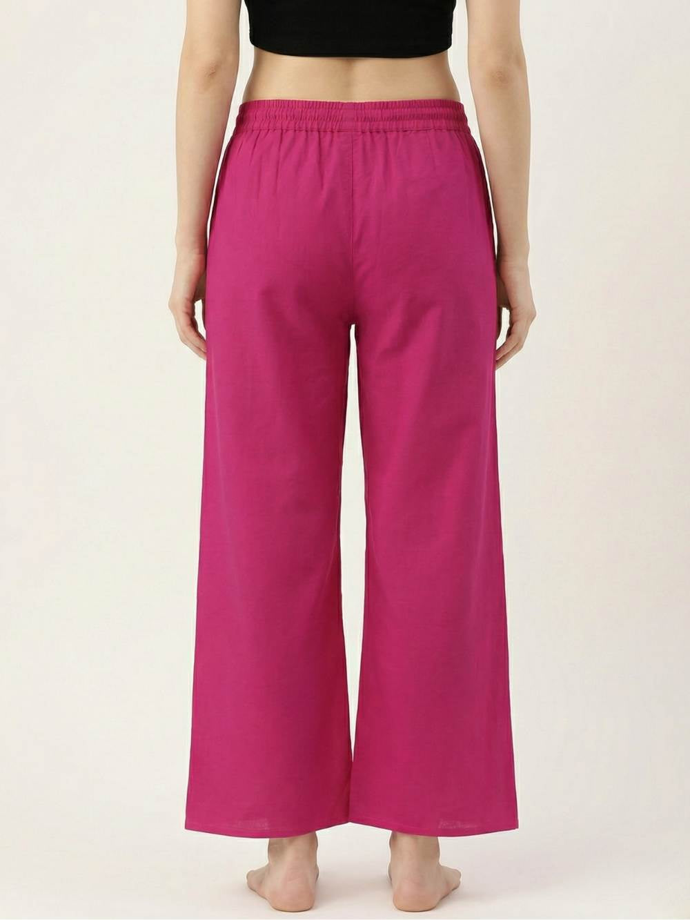 Premium Pink Cotton Wide-Leg Palazzo