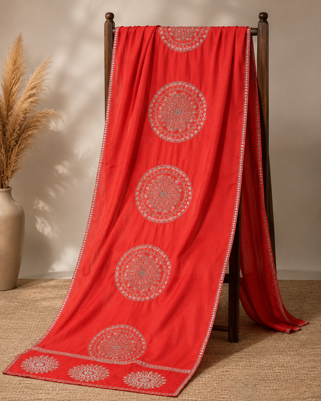Mehfil Coral Red Dupatta