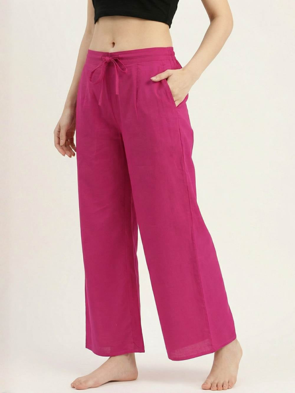 Premium Pink Cotton Wide-Leg Palazzo