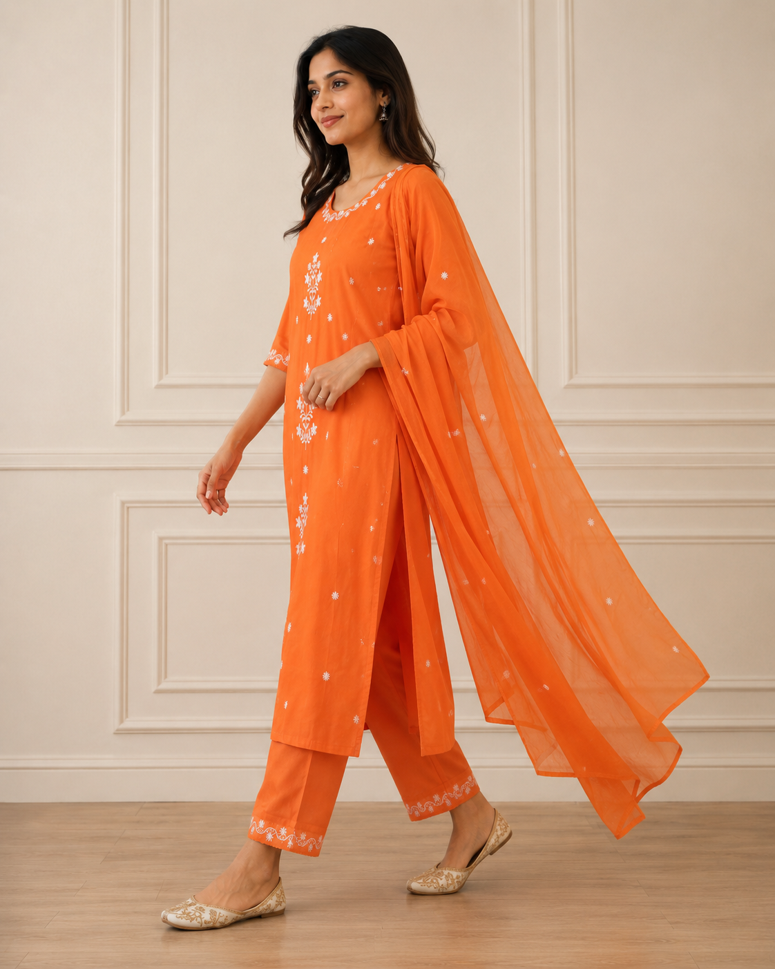 Orange Gulabo Cotton Suit Set