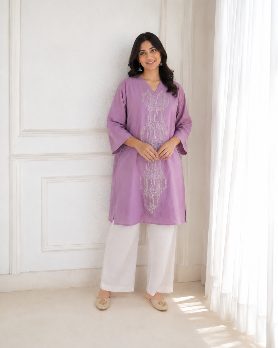Mehkati Pyazi Zari Silk Cotton Cord-ord Set
