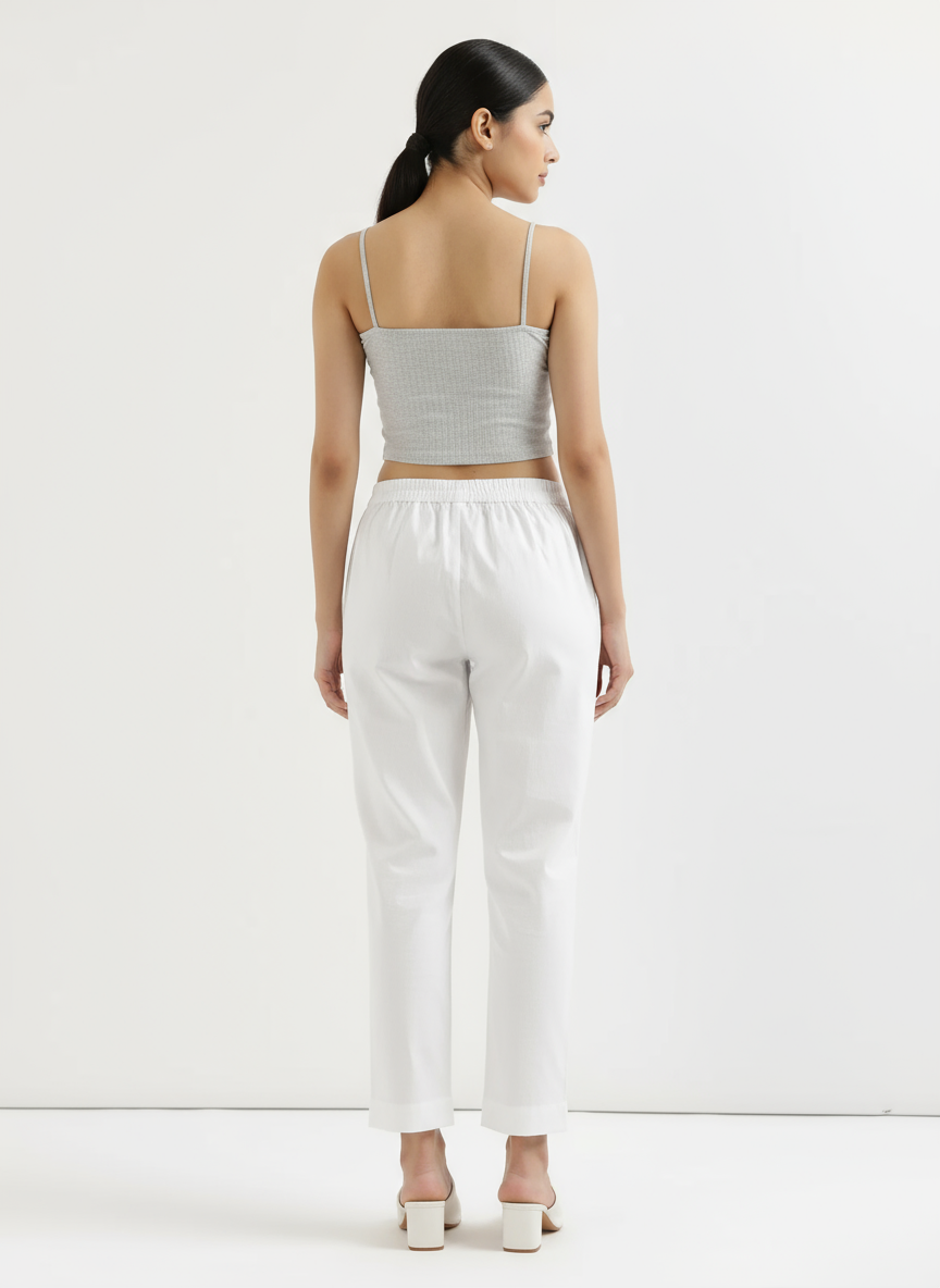 Ashvastra White Cotton Pant