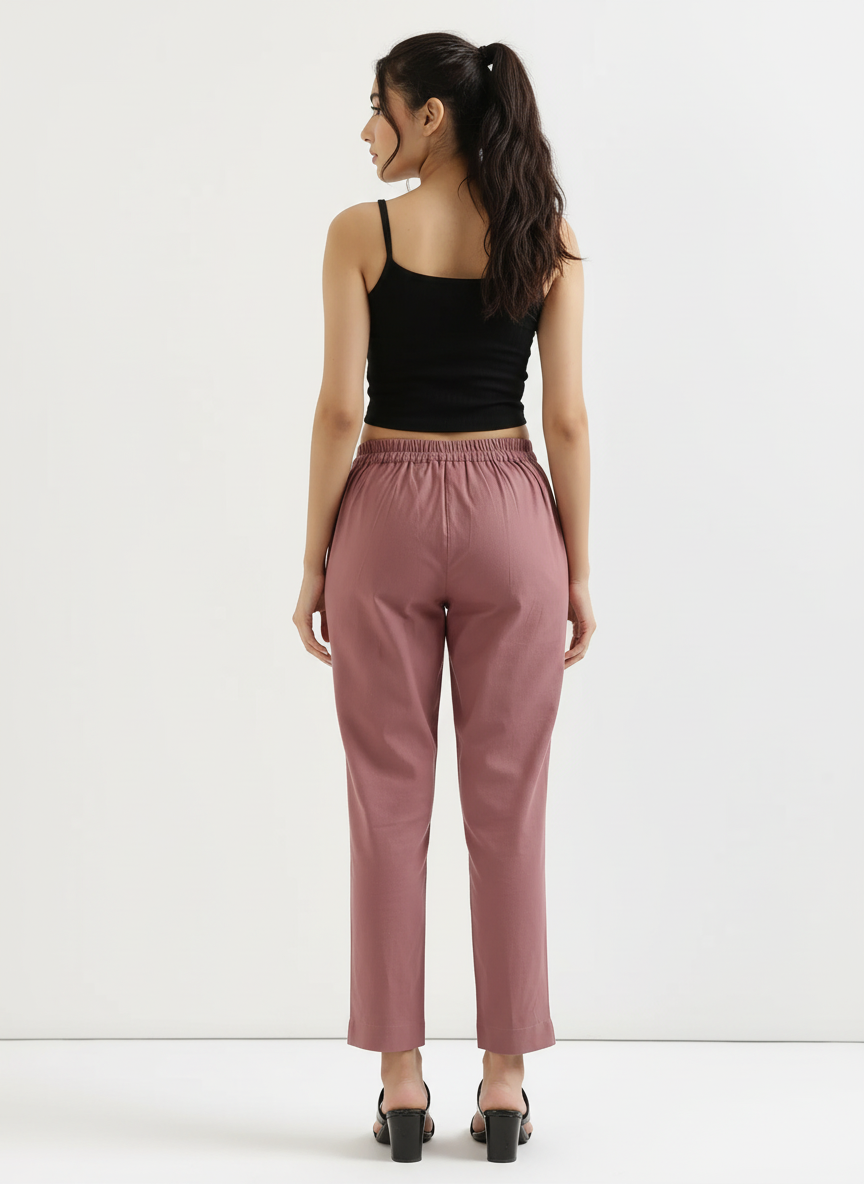 Ashvastra Rose Taupe Cotton Pant