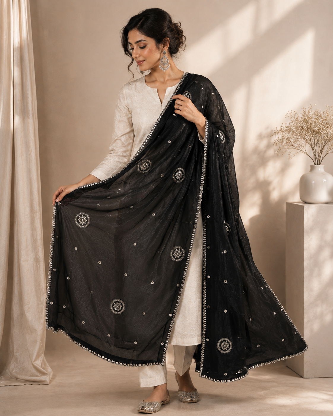 Noor-e-Siyah Black Dupatta