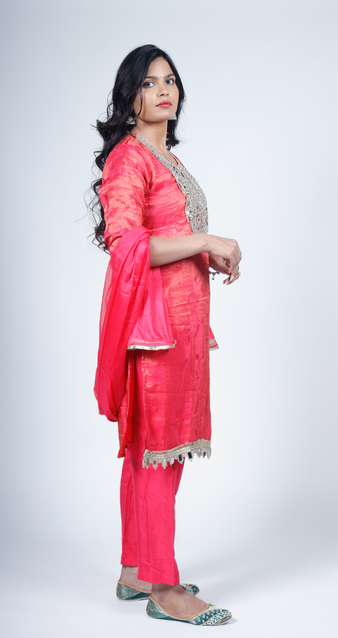 Dark Pink Mirror Three Piece Suit