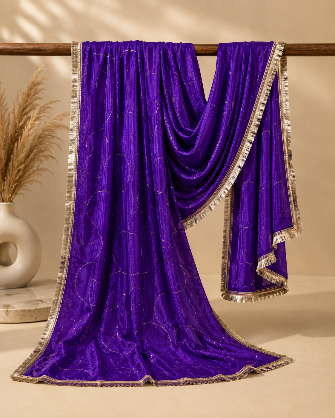 Ashvastra Ruhani Baingani Dupatta - Side Profile & Fit