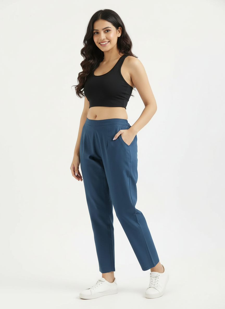 Ashvastra Peackok blue Cotton Pant