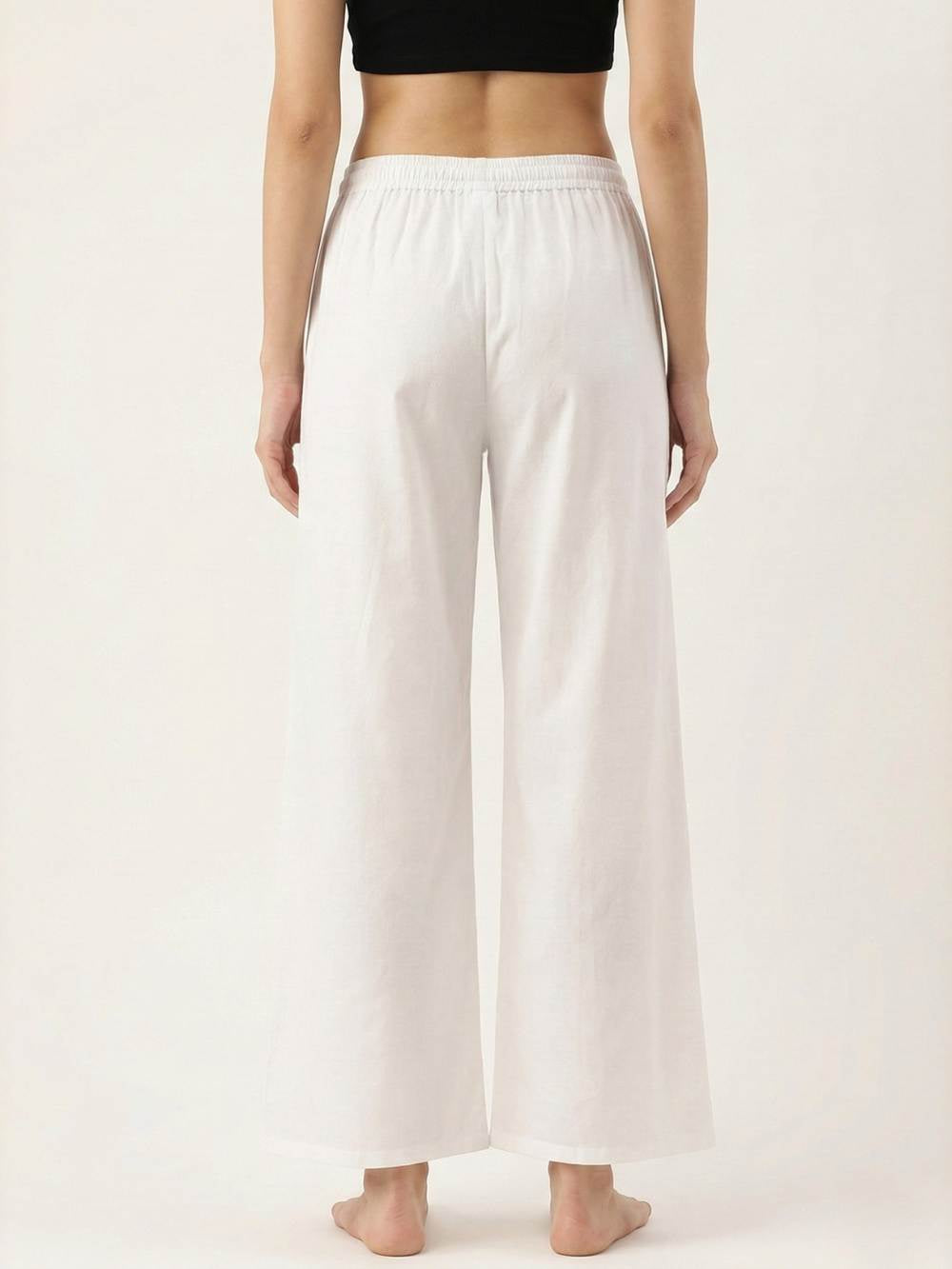 Premium White Cotton Wide-Leg Palazzo