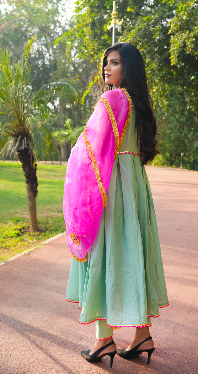 Mint Green with Golden Border