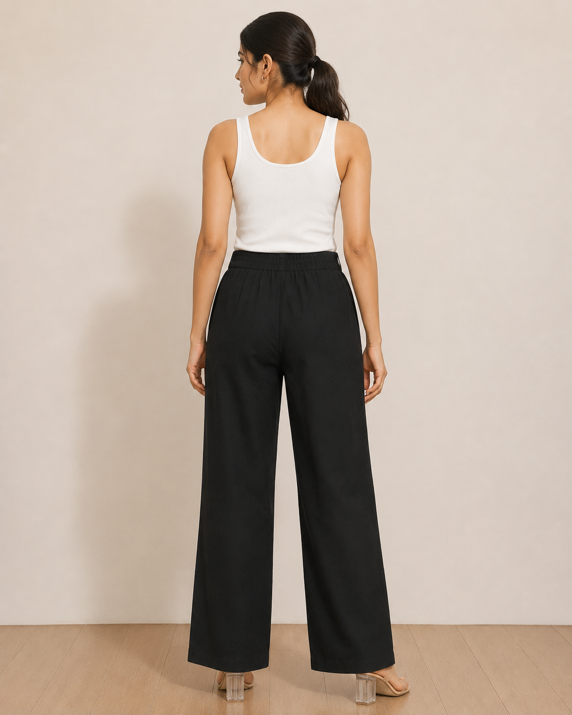 Black Cotton Printed Pant