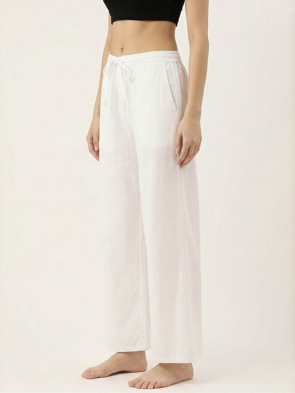 Premium White Cotton Wide-Leg Palazzo