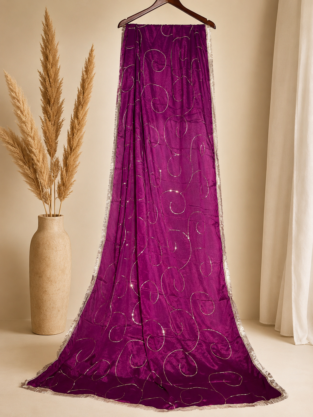 Ashvastra Ruhani Rani Magenta Dupatta - Side Profile & Fit