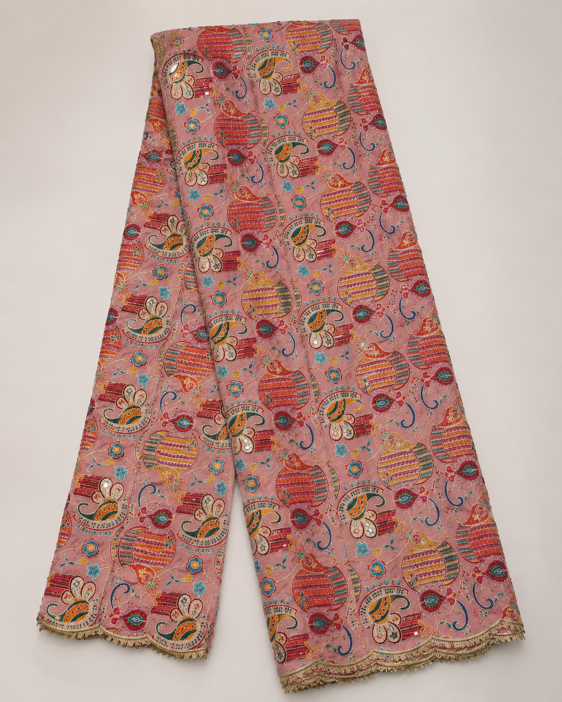 Ashvastra Gulabi Rangrez Pink Printed Dupatta - Front View