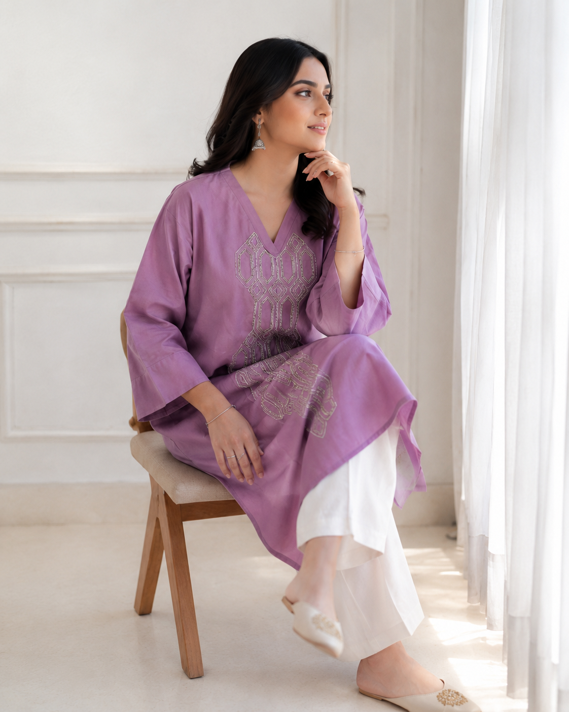 Mehkati Pyazi Zari Silk Cotton Cord-ord Set