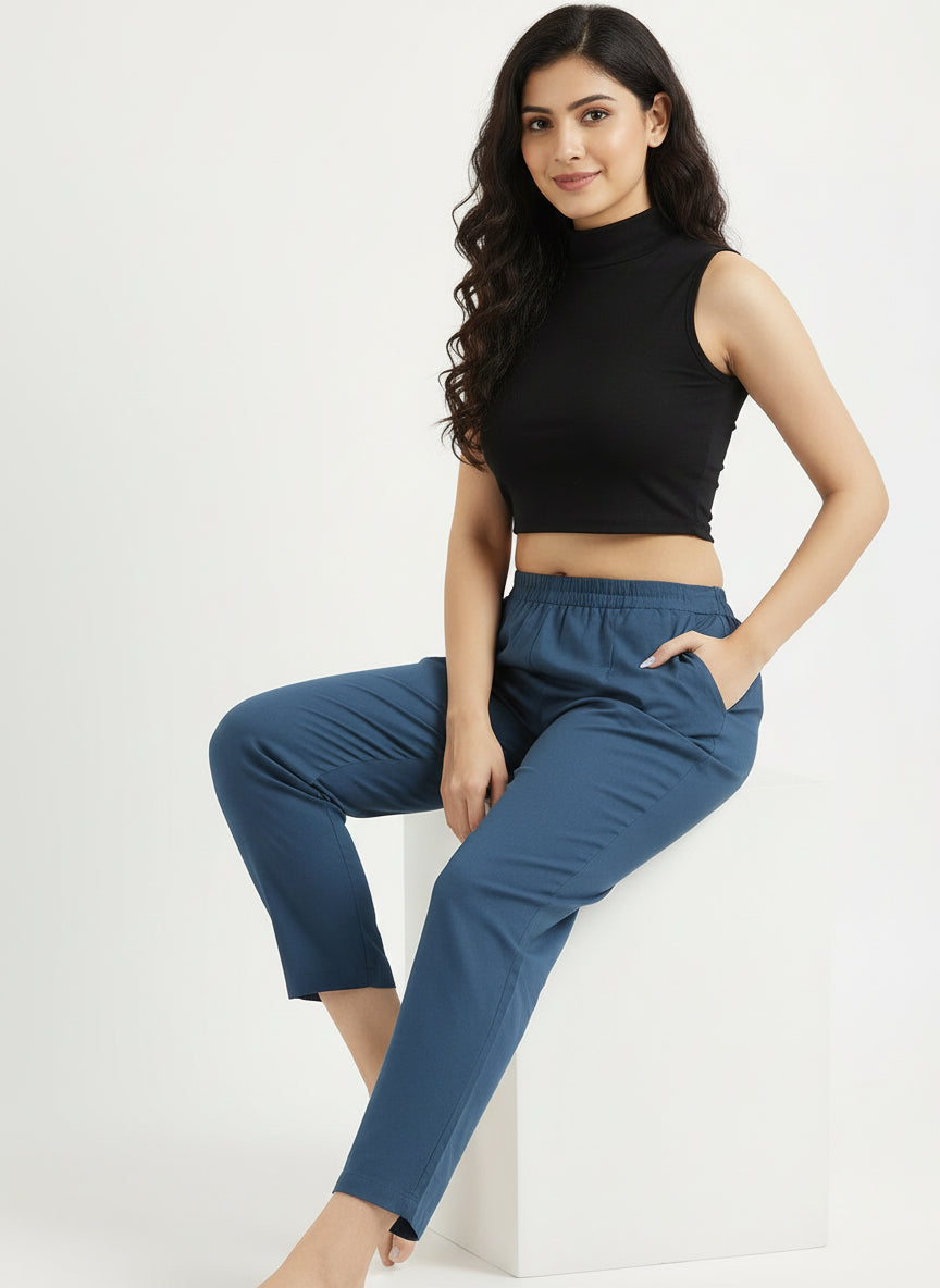 Ashvastra Peackok blue Cotton Pant