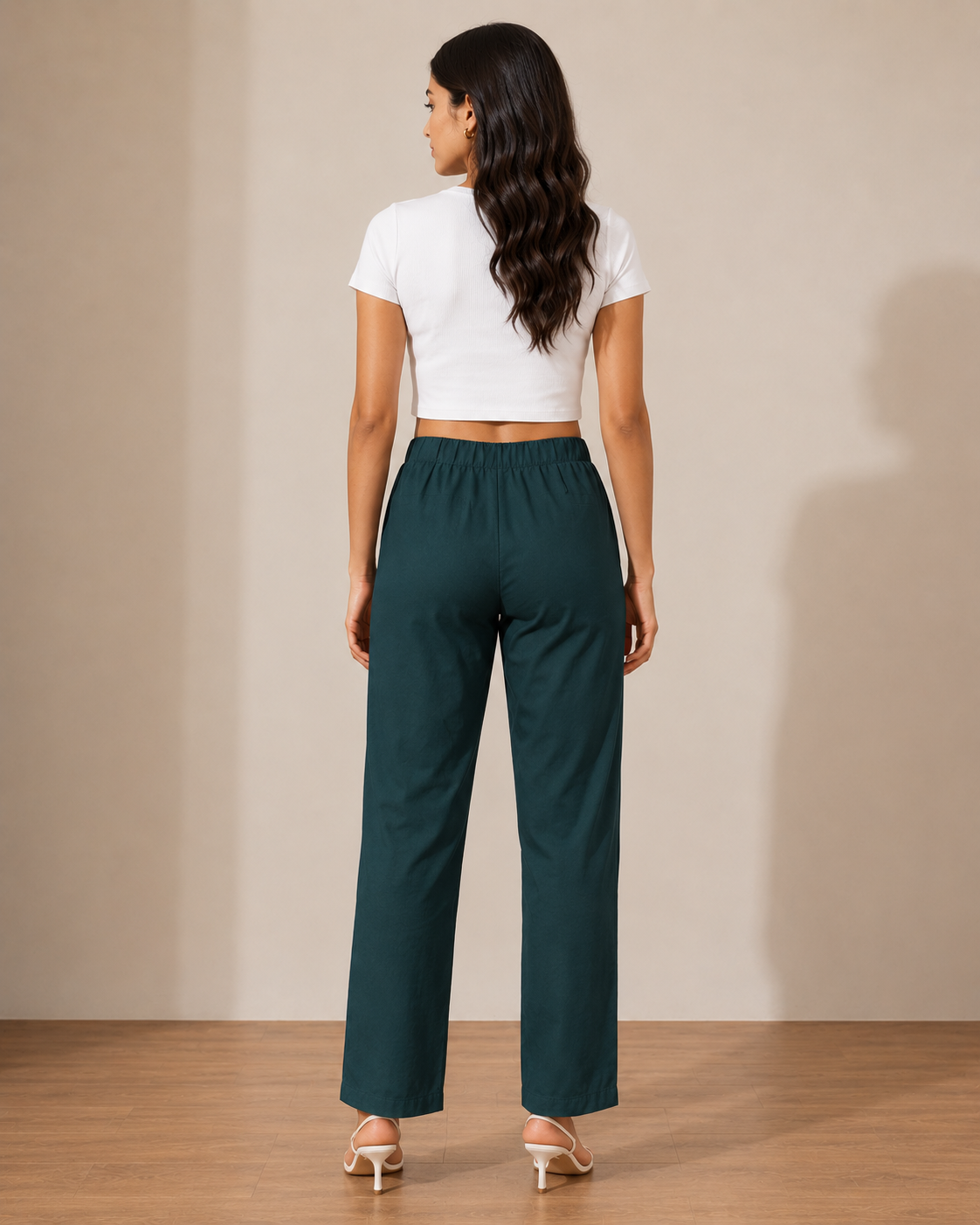 Dark Green Cotton Printed Pant