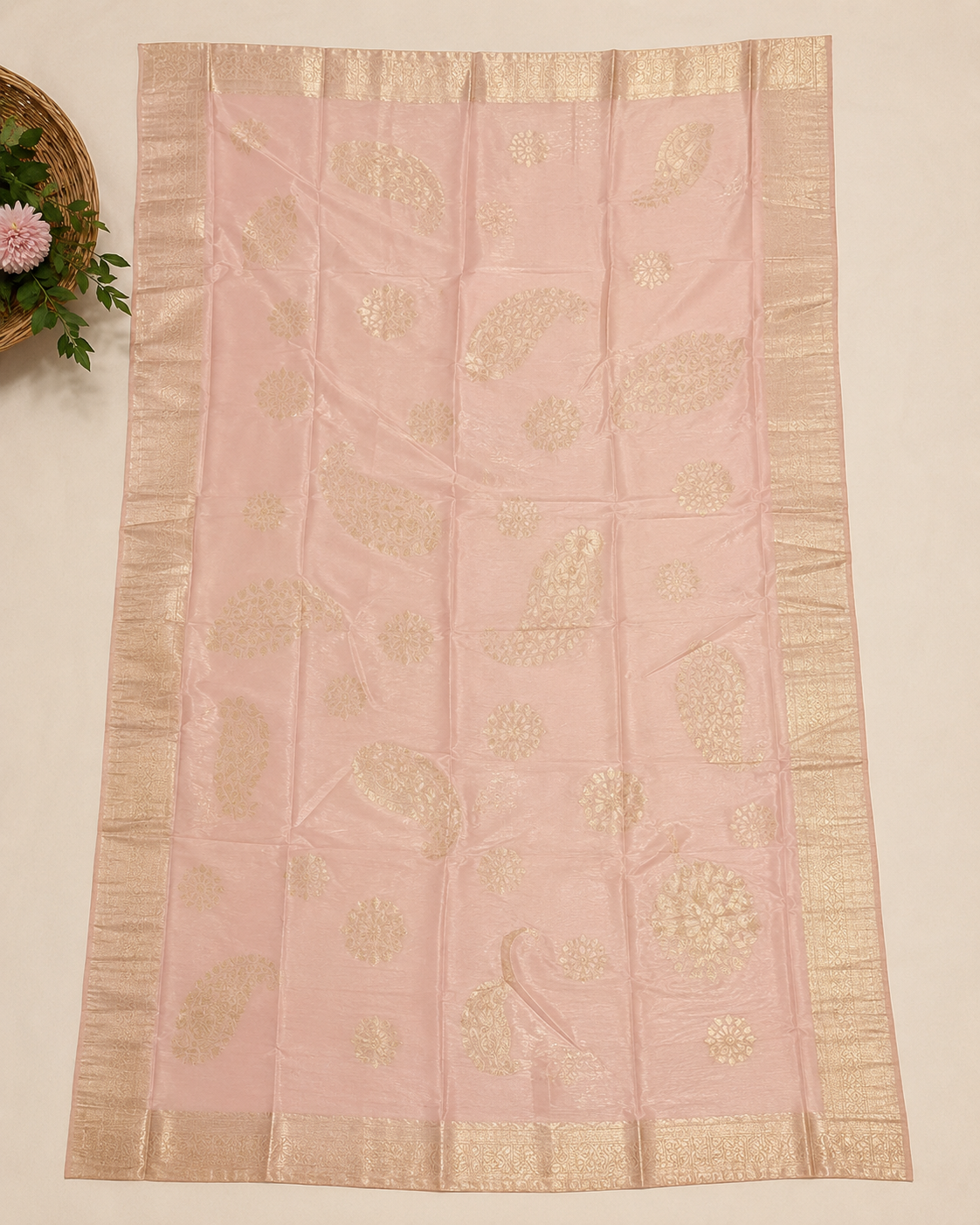 Ashvastra Noor-e-Gul Pink Dupatta - Back View