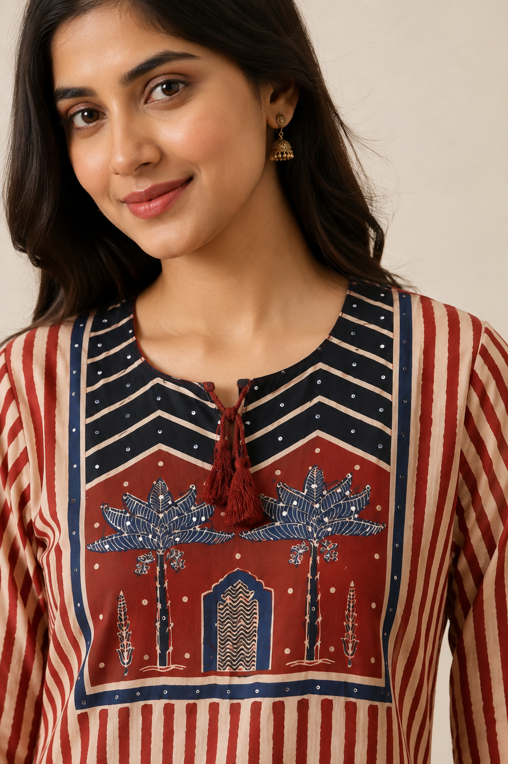 Ashvastra Rangrez Maroon Kurta Set - Close-up View