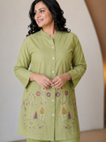 Mehakti Parrot Green Cotton Cord-ord set