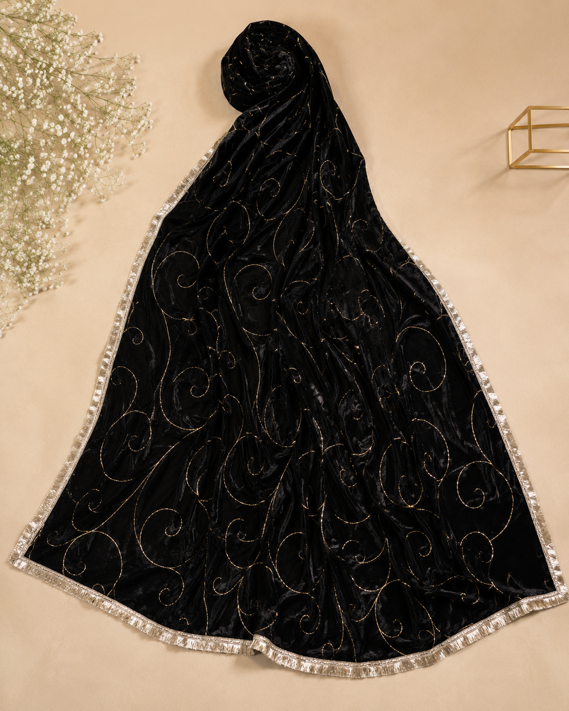 Ashvastra Rangrez Rani Balack Dupatta - Detail & Fabric Shot
