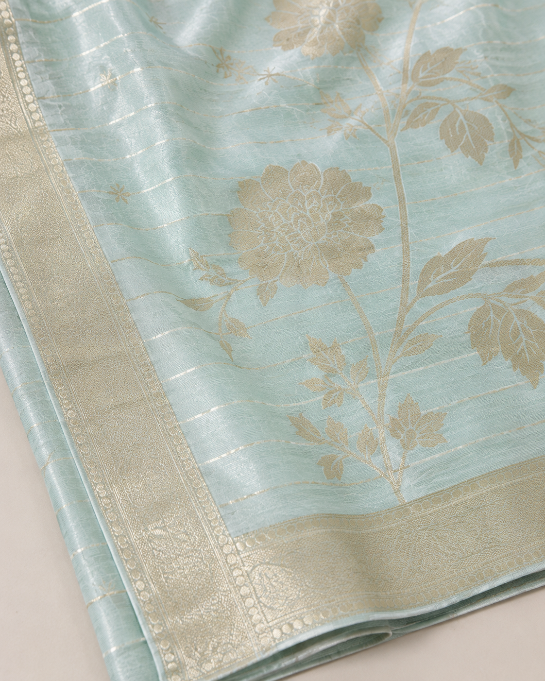 Ashvastra Sitara Mint Floral Dupatta - Back View