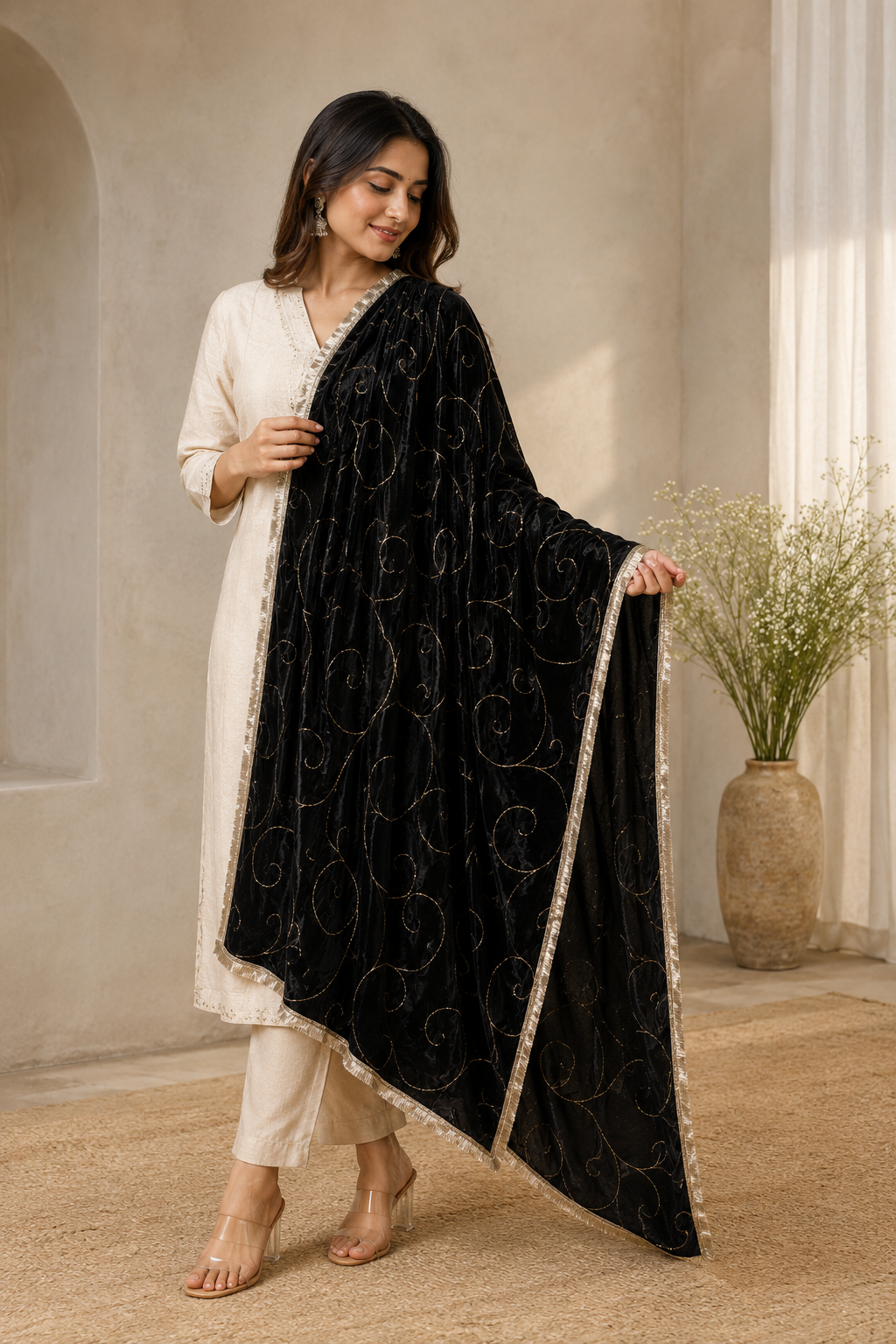 Ashvastra Rangrez Rani Balack Dupatta - Styling View