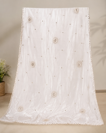 Noor White Floral Dupatta