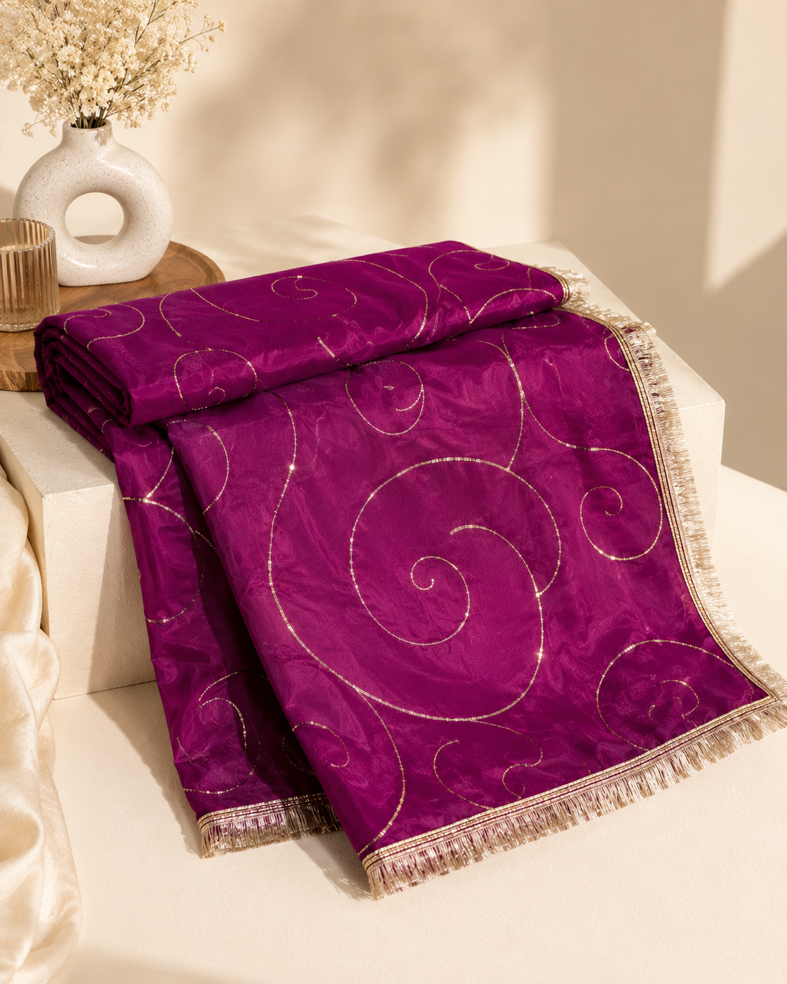 Ashvastra Ruhani Rani Magenta Dupatta - Close-up View